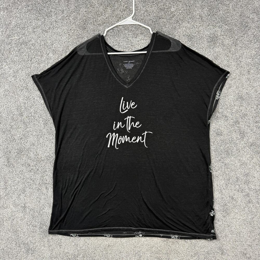 Lane Bryant Live In The Moment T-Shirt Womens 22/24 Plus Black Gothic Floral